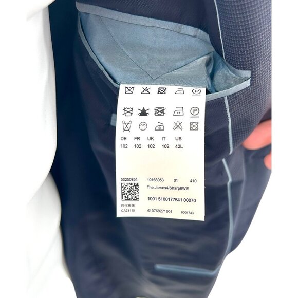 HUGO BOSS DARK NAVY BLUE THE JAMES4/SHARP6/WE BLAZER SUIT JACKET - 42L - Picture 5 of 8